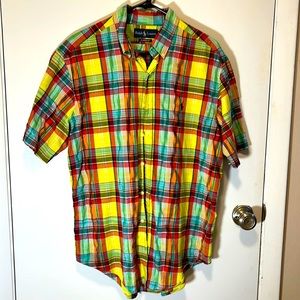 Plaid Polo by Ralph Lauren short sleeve button up, Classic fit vibrant sz Large